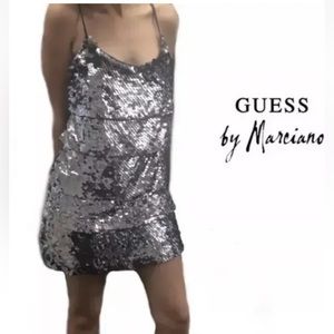 Guess By Marciano Chrome sequined Sleeveless cocktail Dress Size Small Women’s